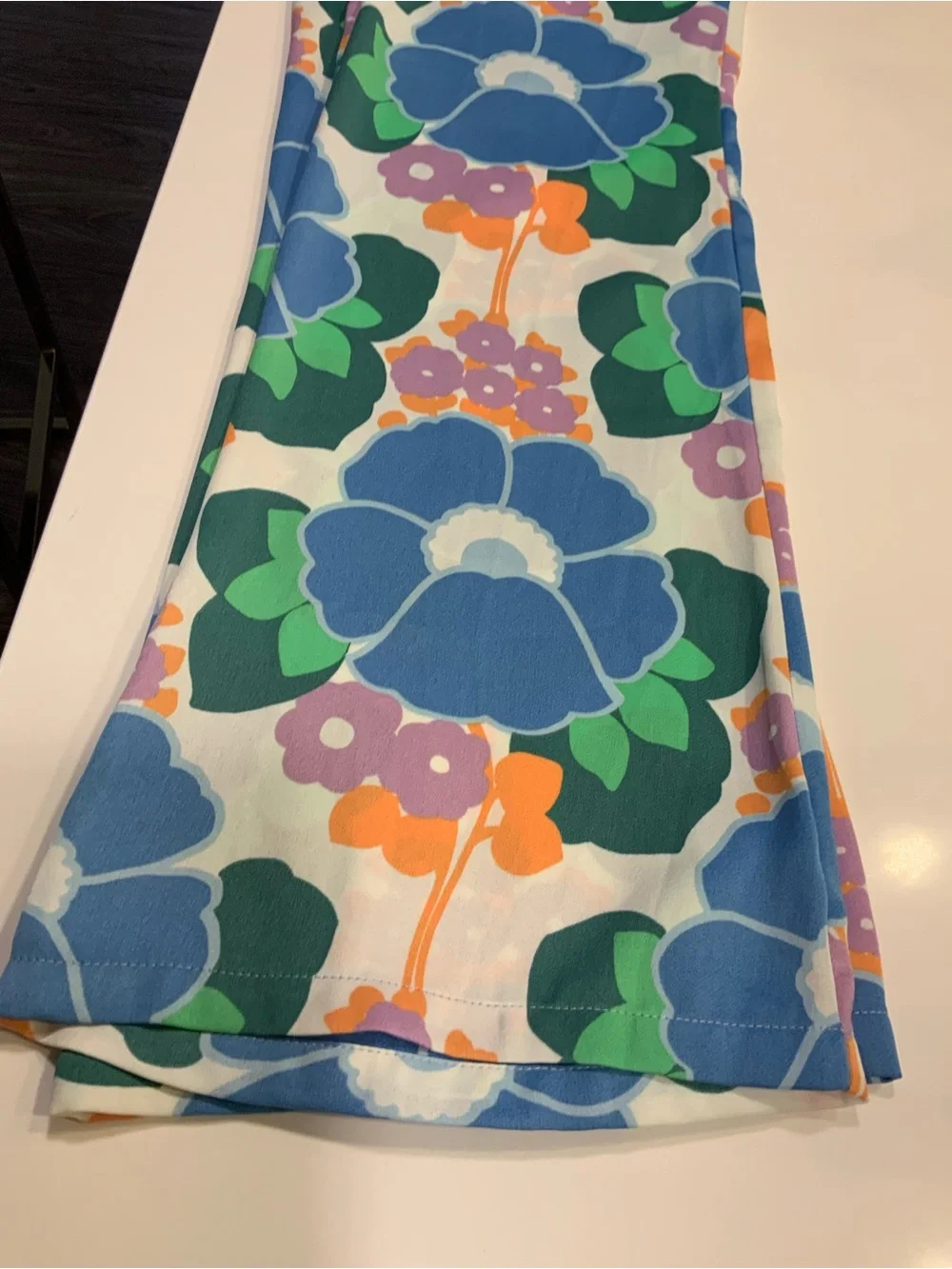 Zara Floral Wide-Leg Pants - Blue, Green & Orange